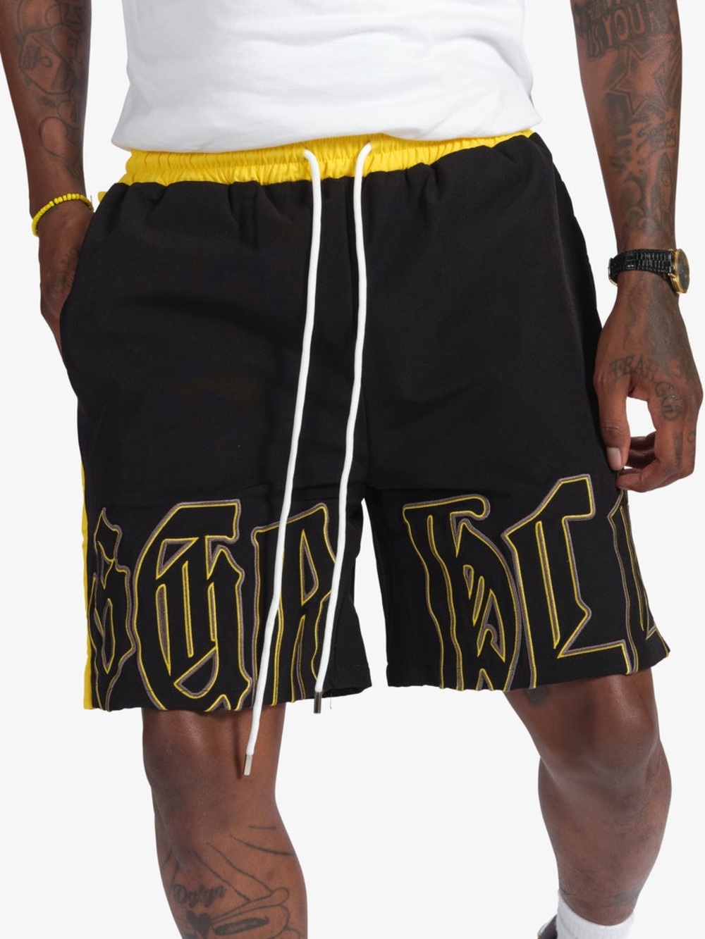 MAGNOLIA" SNAP SHORTS (GOLD/BLACK